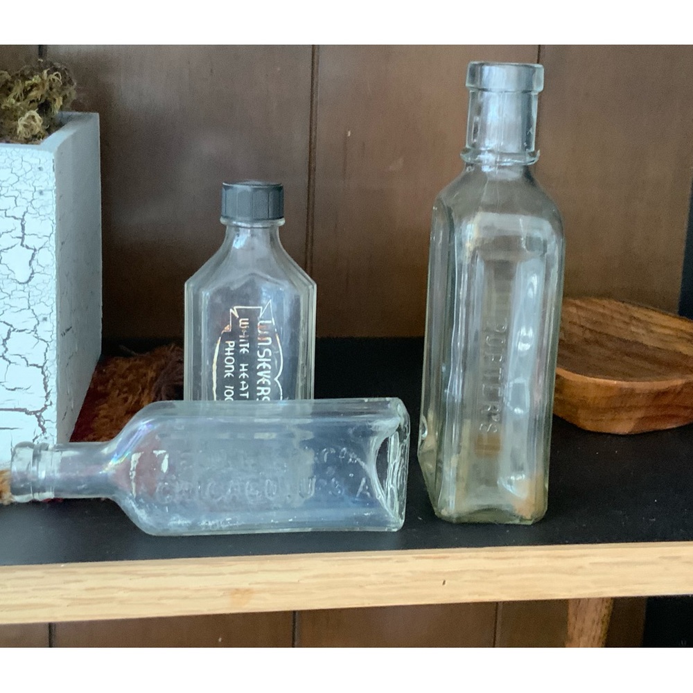 Clear Vintage Medical Bottles (set of 3)